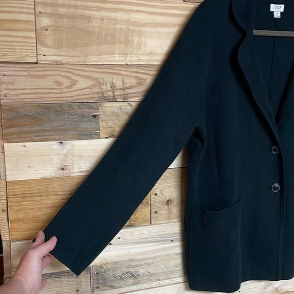 J. Crew size Medium 100% Cotton Black Super Soft & Stretchy Two Button Blazer - Picture 7 of 10